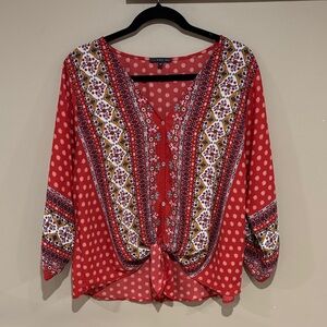 West kei tie front boho top